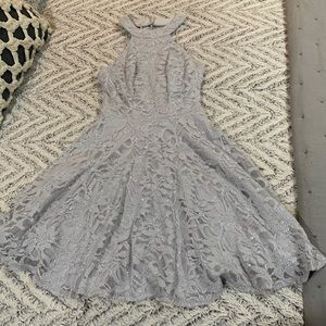 Silver gray lace dress